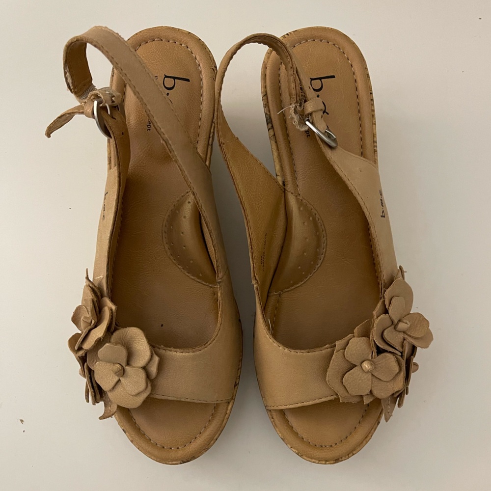 b.o.c. Born Concepts Strappy Floral Cork High Heel Wedges